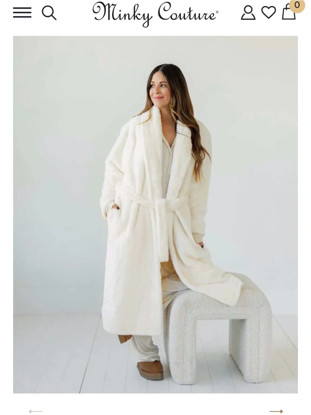 NIB Minky Couture Plush Long Robe in Ivory